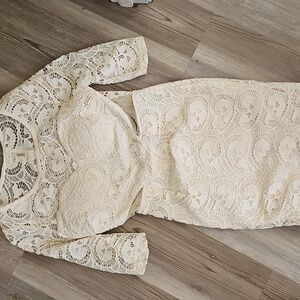 Cream Lace Open Back Dress